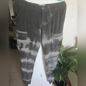 Gray Tie-Dye Cargo Joggers